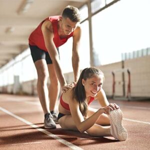 two people preparing for a race